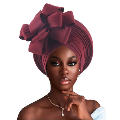 Grande fleur Turban casquette pour femmes élégant Auto Gele couvre-chef dame africaine bandeau Nigeria femme couvre-chef chapeau musulman