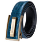 Ceinture en cuir de Crocodile bleu pour hommes, avec boucle automatique dorée, pour Jeans de Cowboy, nouvelle mode 2020