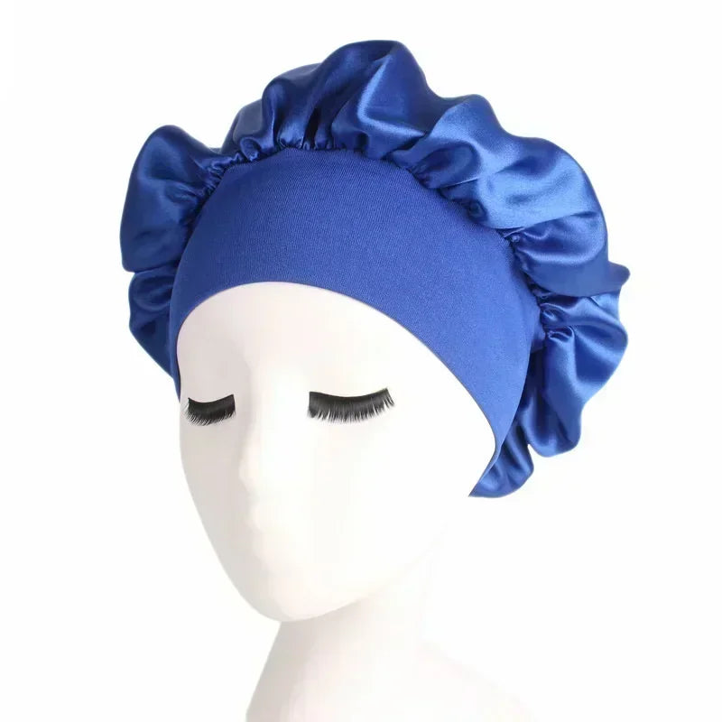 Bonnet en Satin réversible pour cheveux, Double couche réglable, couvre-tête pour dormir, accessoires de coiffure bouclés et élastiques