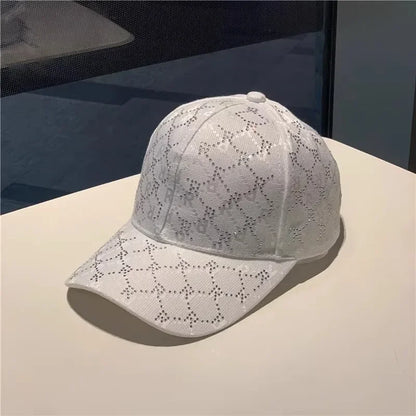 Casquette de Baseball avec lettres en strass, tendance décontractée, chapeau de soleil de rue, protection solaire, cent avec langue de canard, casquette à rebond
