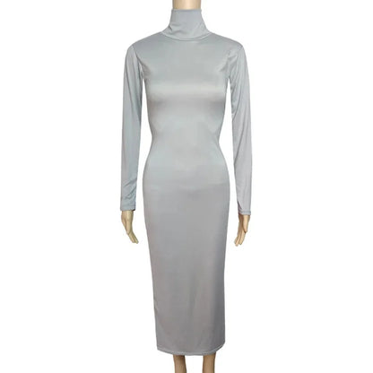 Robe longue à col haut pour femme, couleur unie, Sexy, élégante, transfrontalière, B105, AE, Stockpile, à la mode, automne