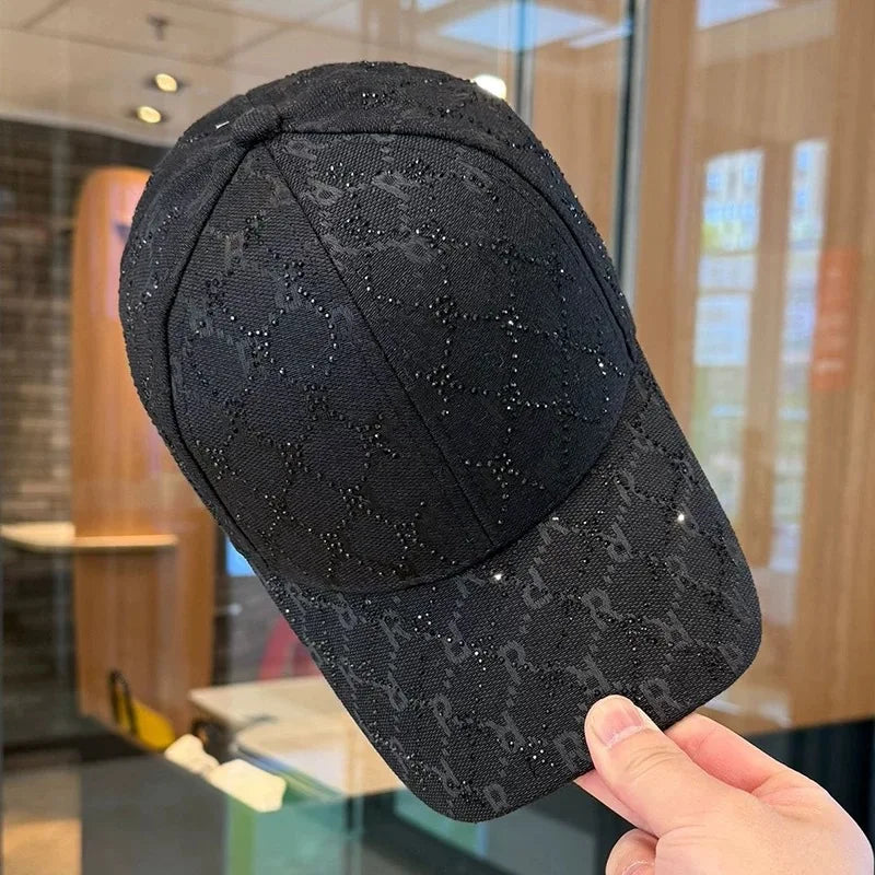 Casquette de Baseball avec lettres en strass pour hommes et femmes, casquette de soleil de rue, chapeau de langue de canard assorti, chapeau de soleil d'extérieur