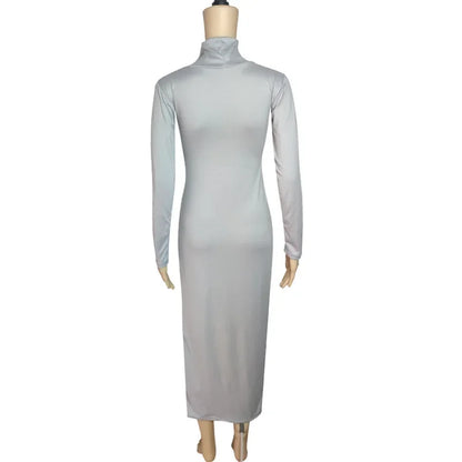 Robe longue à col haut pour femme, couleur unie, Sexy, élégante, transfrontalière, B105, AE, Stockpile, à la mode, automne
