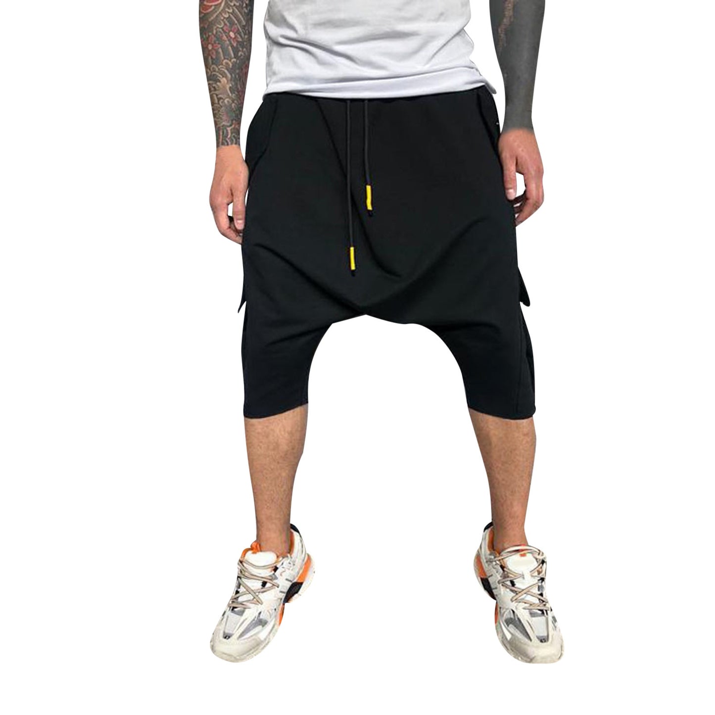 Pantalon de survêtement décontracté pour hommes, tendance Hip Hop en Europe et en amérique, ample, solide, sport de rue, Harlan, court, vêtements pour hommes