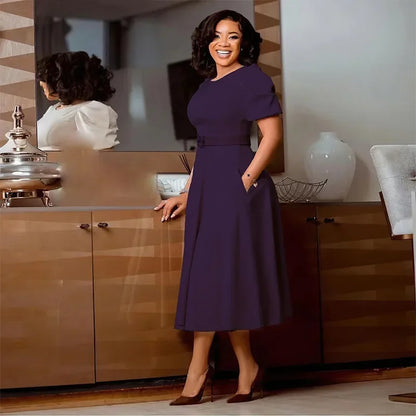 Robes africaines pour femmes, mode printemps, manches courtes, col rond, robe mi-longue en Polyester, Dashiki, vêtements africains, S-3XL, 2024