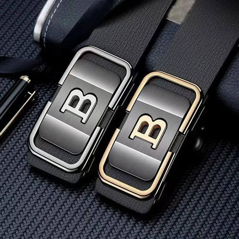 Ceinture à boucle automatique sans dents pour hommes, nouvelle mode avec bouton lettre, mode Business, haute qualité, sélection de cadeaux de Festival