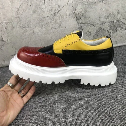 Chaussures Brogue Multi-documents en Cuir group pour Homme, Souliers à Grande Tête, Style Britannique, Décontracté, Rehausseur, Alicante zones me