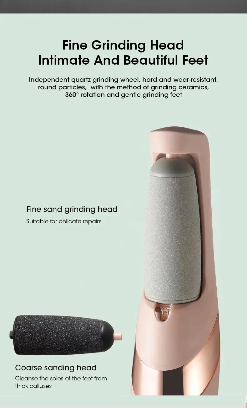 Nouveau dans USB électrique peau morte pédicure automatique pied broyeur rouleau Rechargeable pieds pédicure outil avec têtes de rouleau amovibles
