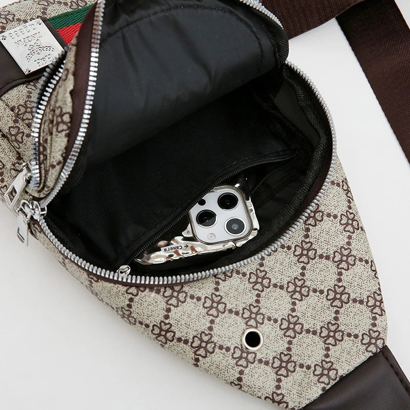 Sac messager multifonction pour hommes, sacs de poitrine en tissu à bandoulière, sac à main décontracté avec trou pour écouteurs