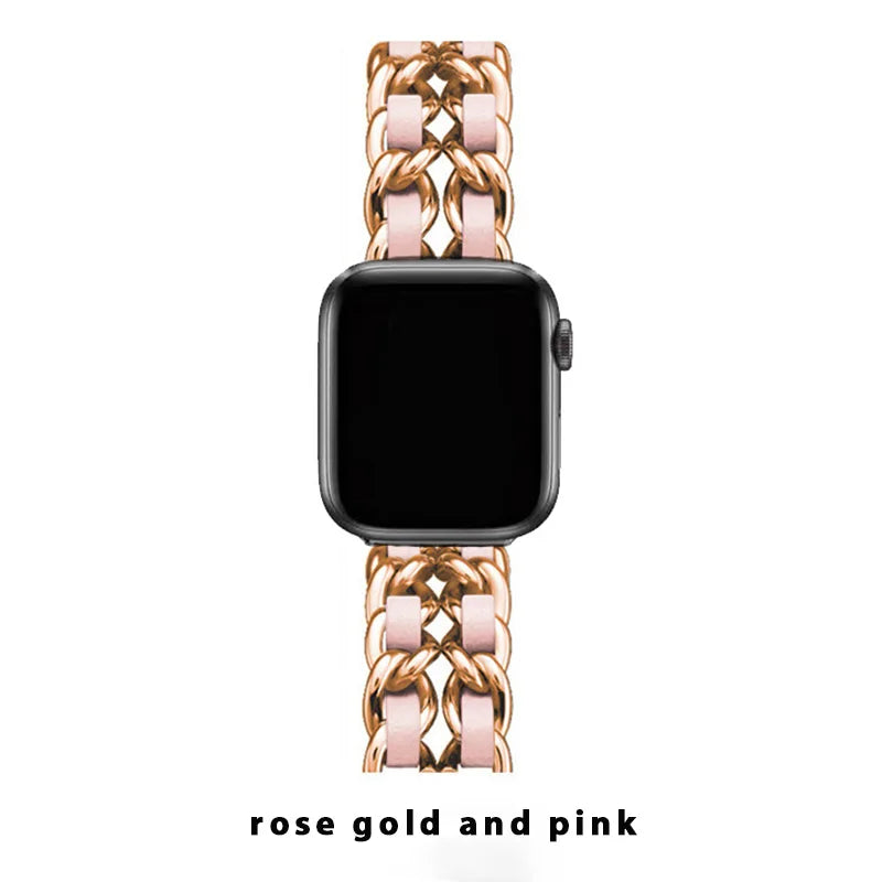 Bracelet en métal pour femmes, pour Apple Watch Band 10 9 8 Ultra 46mm 42mm 49mm 7 SE 6 5 41mm 45mm 44/40mm, Bracelet en acier doré pour dames