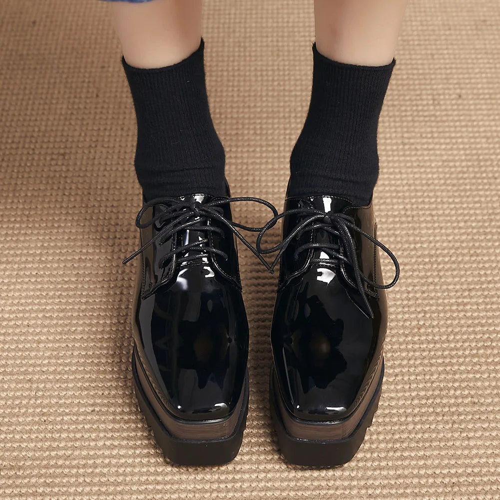 Plate-forme plate solide pour femmes, chaussures plates pour femmes, Parker carré, décontracté, printemps, automne, tout neuf, mode, strucgirls, loisirs