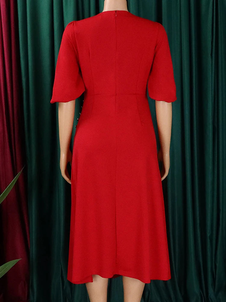 FairyShely-Robe longue à manches courtes pour femmes, grande taille, col rond, grandes robes pour dames, robe de soirée serrée, robe curvy, monochromatique, été, 2025