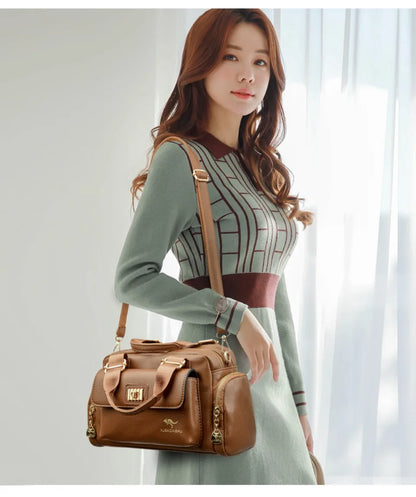 Sac à bandoulière en cuir PU de haute qualité pour femmes, fourre-tout, sacoche multi-poches pour les déplacements quotidiens