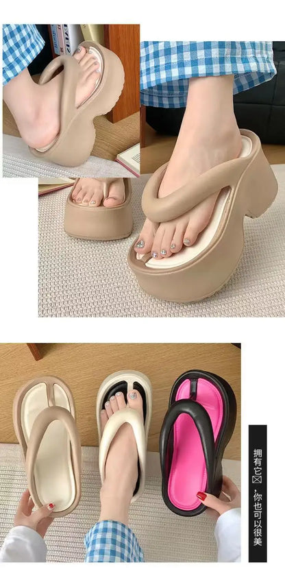 Tongs compensées à Clip pour femmes, sandales de plage à plateforme épaisse, semelle épaisse, pantoufles Eva à talons hauts, été 2025