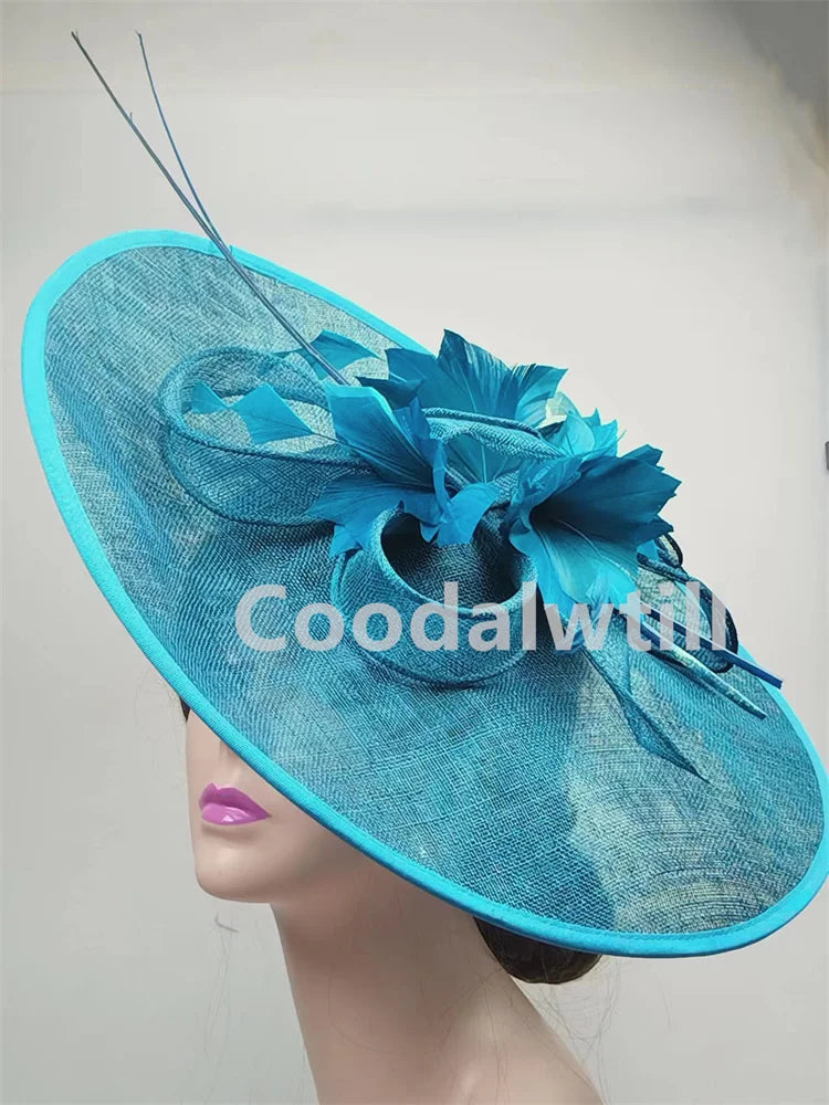 Royal Ascot grand Chapeau fascinateur femmes Kentucky Derby plume grand Chapeau fascinateur fête mariage casque fleur église Chapeau