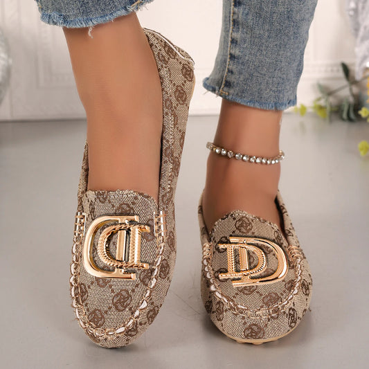 Mocassins pour femmes, sandales de bateau de conduite, décor de luxe, motif de mode, chaussures plates à enfiler, Sexy, élégantes, plates, confortables, décontractées, pour le bureau