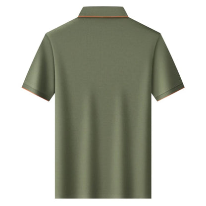 Polo en soie à fermeture éclair pour hommes, T-Shirt à manches courtes en mûrier avec fermeture éclair en métal, col montant, haut d'été décontracté de luxe en coton et lin