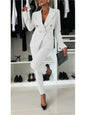 Mode Double boutonnage à manches longues costume ensemble femmes nouveau automne hiver coupe ajustée petite jambe pantalons longs femme bureau 2 pièces ensemble