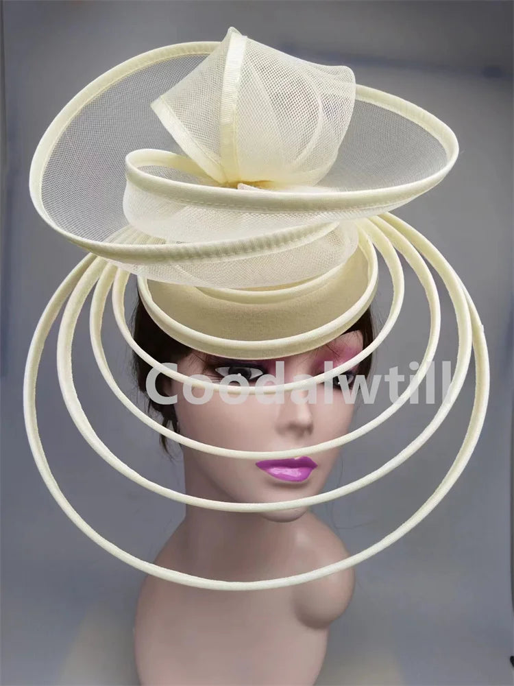 Église Fascinator Chapeau mariage maille casque femmes fête Banquet Chapeau casquette bandeau dames fête thé Royal Ascot pilulier casquettes