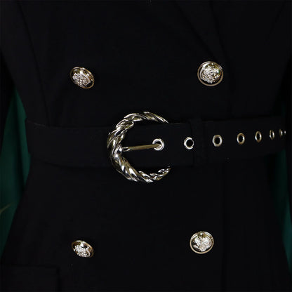 Robe plissée mi-longue à col de costume, taille haute, à la mode, nouvelle collection automne 2025