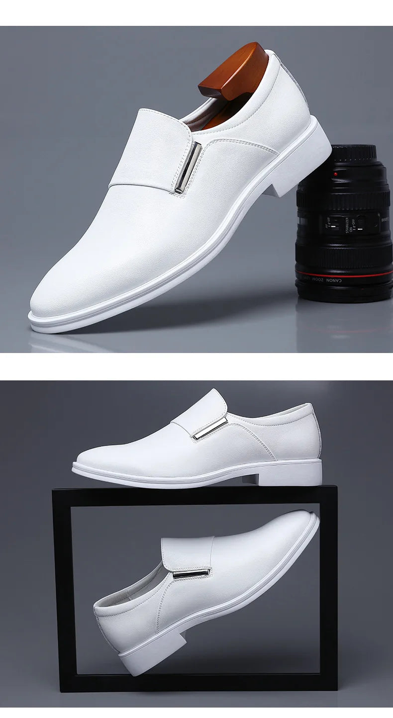 Nouveauté mode britannique hommes blanc noir sans lacet robe affaires chaussures décontractées mocassins mâle robe de mariée chaussures de retour