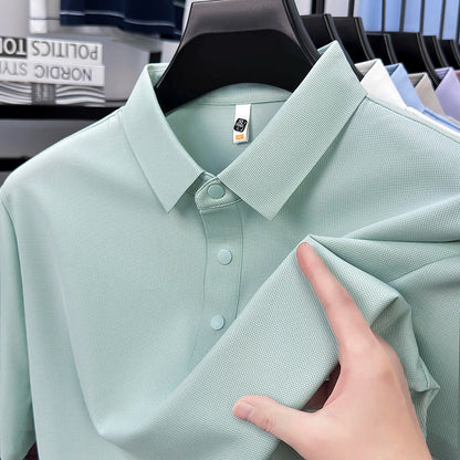 2025 Chemise polo gaufrée sportive pour hommes |   Tailles supérieures de Tennis de Golf évacuant l'humidité S-5XL, boutons-pression, antibactérien 7A de haute qualité