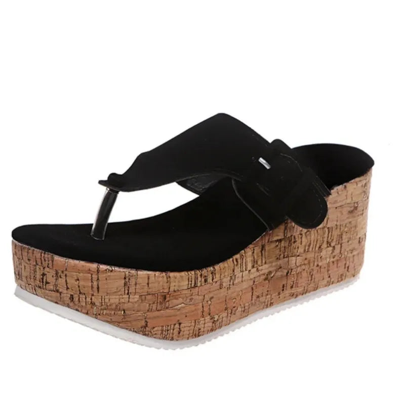 Tongs à Semelle Compensée pour Femme, Chaussures d'Été, Optique Astronomique, Pantoufles Décontractées, Noires et Roses, 2024 cm, 7.5