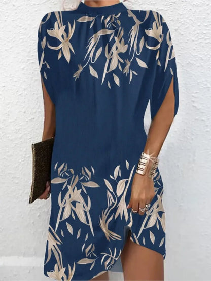 Mini robe décontractée à col rond pour femmes, nouvelle mode, imprimé Tie Dye, élégante, manches chauve-souris, ample, été, 2023