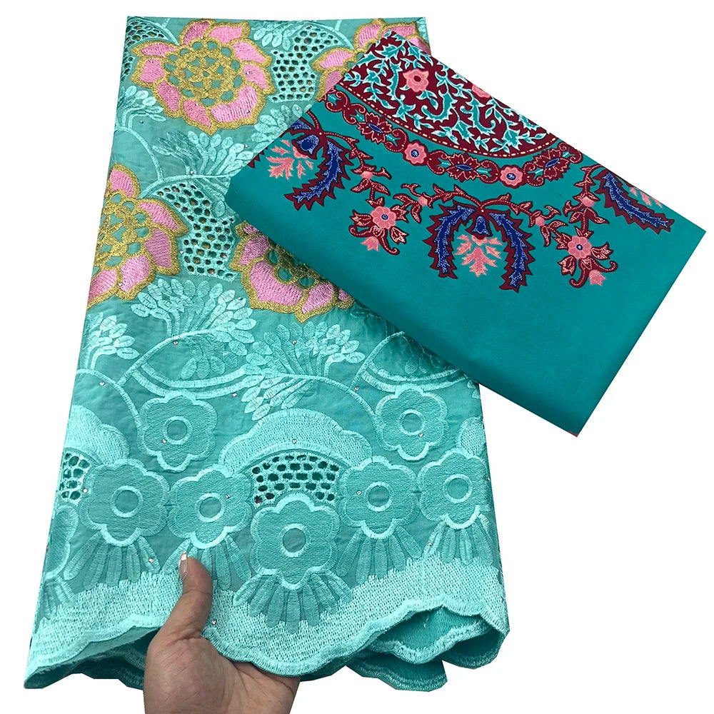 Tissu africain en dentelle de Voile suisse, 2.5 + 3 yards, véritable cire pour coudre une robe de soirée, nouvel arrivage