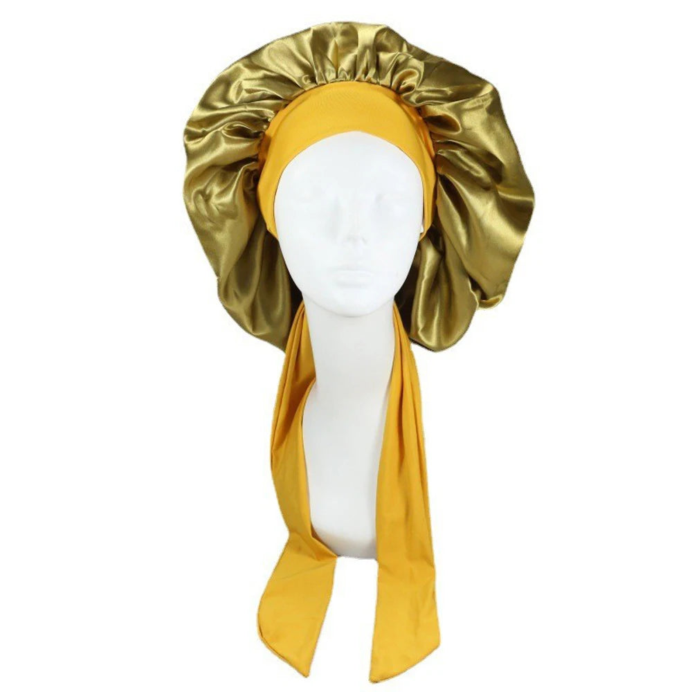 Nouveau bonnet de cheveux en Satin pour dormir, Invisible, plat, Imitation soie, rond, soins capillaires pour femmes, couvre-chef, bouton de réglage de cérémonie, chapeau de nuit