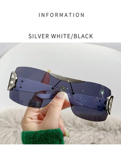 Lunettes de soleil Y2K sans monture pour femmes, lunettes de soleil sans cadre, nuances de chimshield, futuriste, respirant, unisexe, rond, mode