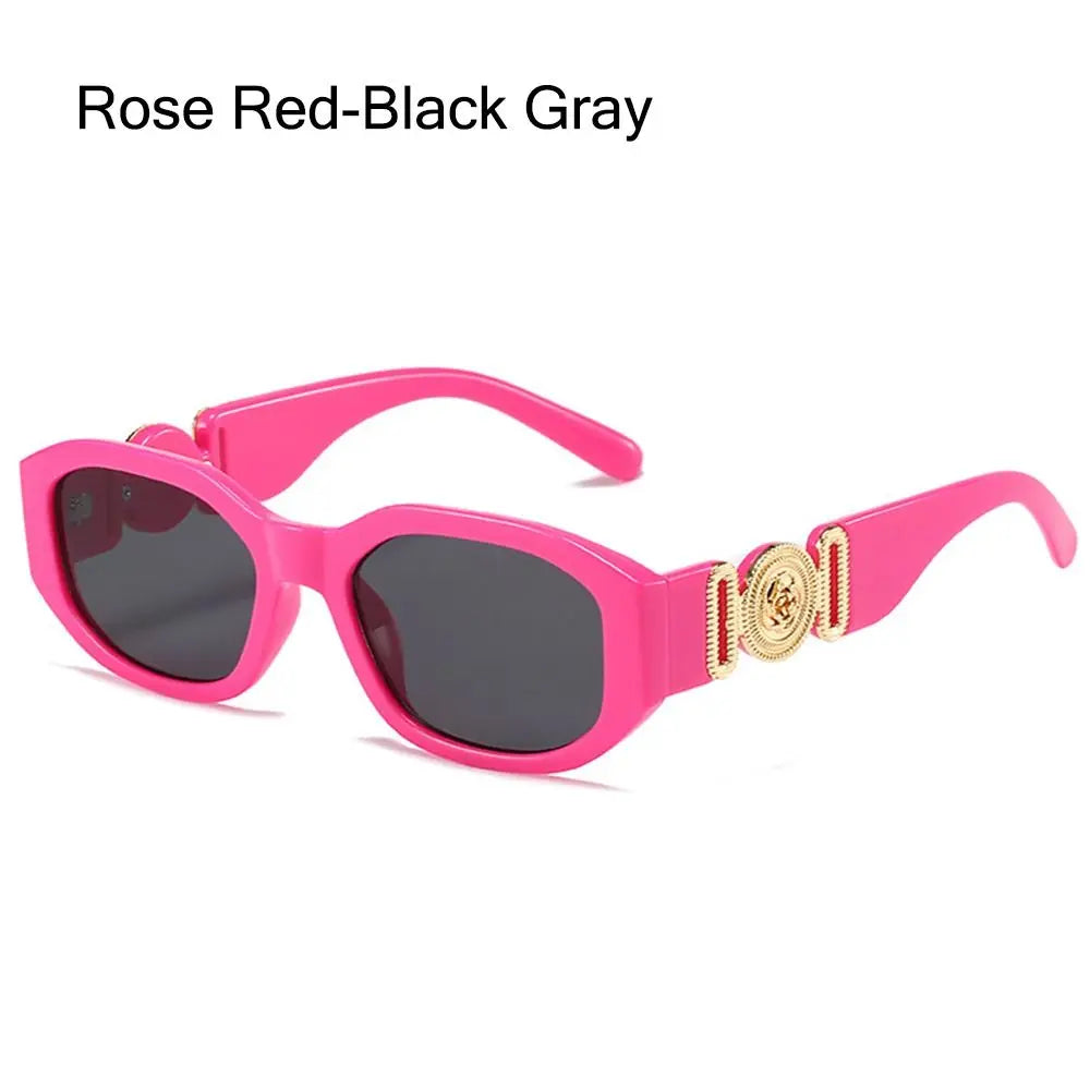 Lunettes de soleil Y2K irrégulières pour femmes et hommes, monture optique, nuances vintage, protection UV, design rose en métal, été