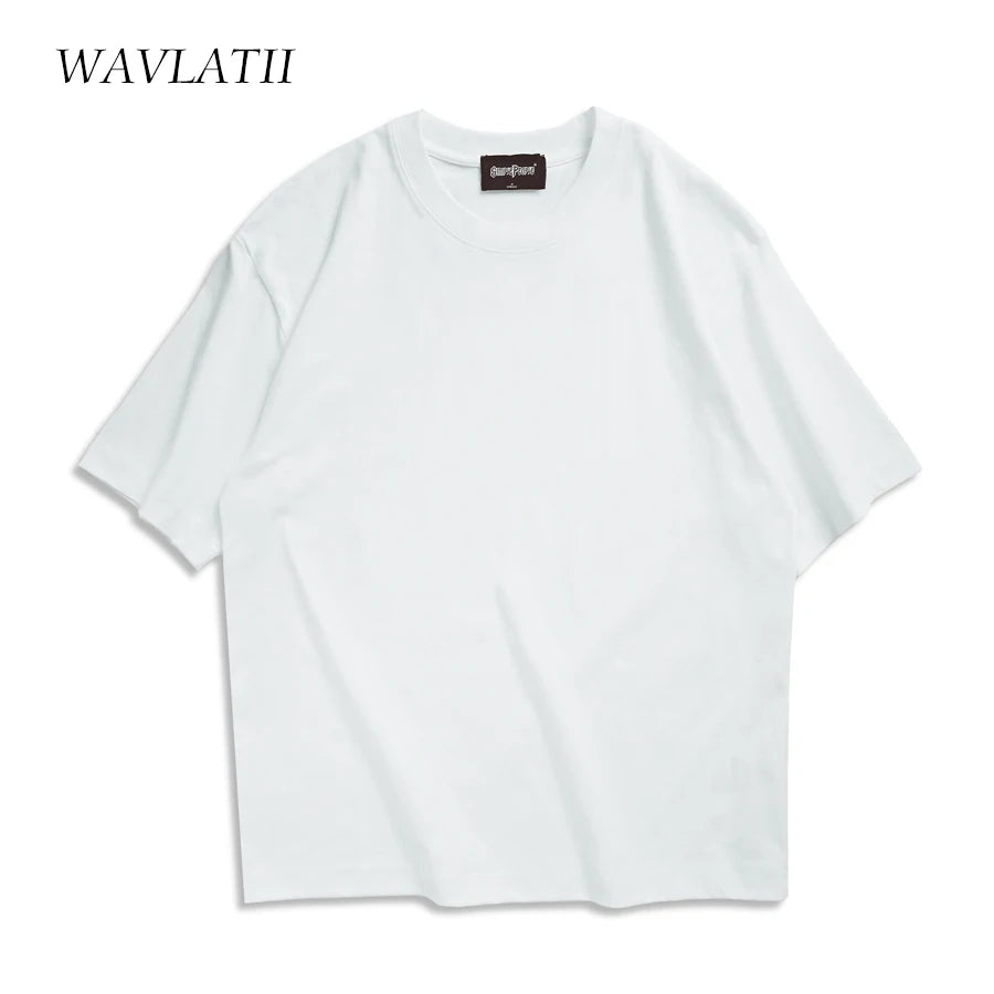 WAVLATII surdimensionné été t-shirts pour femmes hommes marron décontracté femme coréen Streetwear t-shirts unisexe basique solide jeune hauts frais