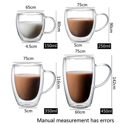 Tasse en verre à Double paroi résistante à la chaleur, 80-650Ml, bière, lait, café, eau, tasse transparente, vente en gros, service à boissons en verre, cadeau