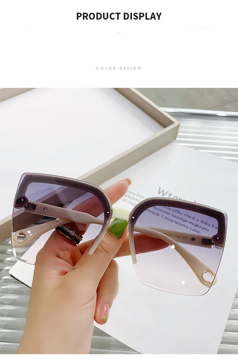 Homme femme mode sans monture Vintage carré lunettes de soleil lunettes marque Design UV400 femme nuances surdimensionné lunettes de soleil