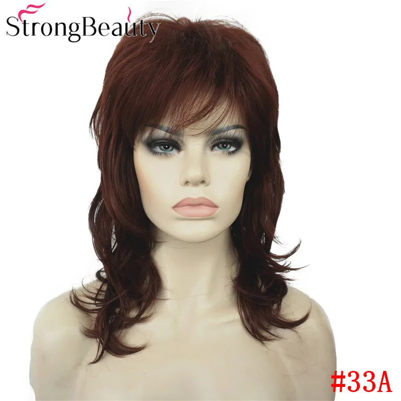 Perruque synthétique ondulée mi-longue pour femmes, cheveux naturels, sans capuchon