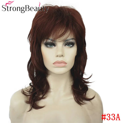 Perruque synthétique ondulée mi-longue pour femmes, cheveux naturels, sans capuchon