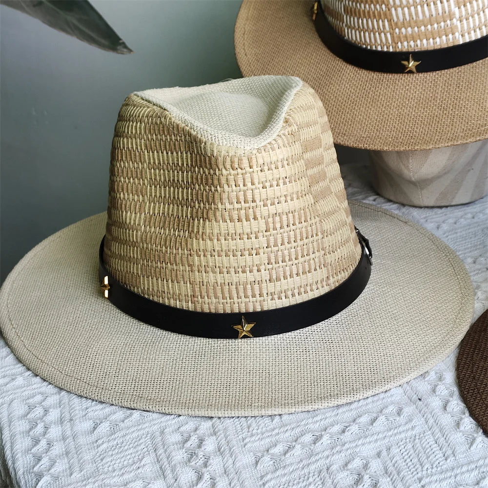 Nouveau chapeau Panama mode d'été Simple hommes et femmes à large bord femme Jazz haut-de-forme classique Gentleman chapeau de soleil hatsombrero hombre
