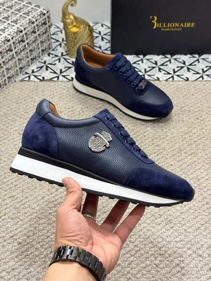 BILLIONAIRE BLSK CPRT chaussures peau de vache 2025 nouvelle broderie mode qualité confort mouvement hommes taille européenne 39-45 chaussures noires