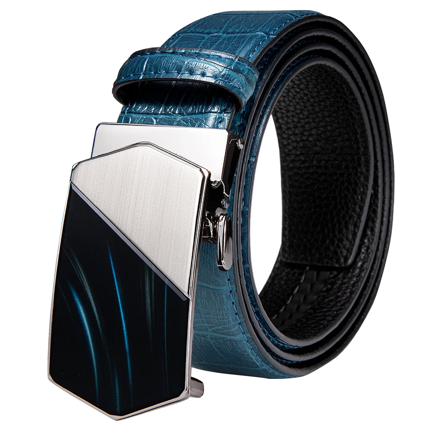 Ceinture en cuir de Crocodile bleu pour hommes, avec boucle automatique dorée, pour Jeans de Cowboy, nouvelle mode 2020