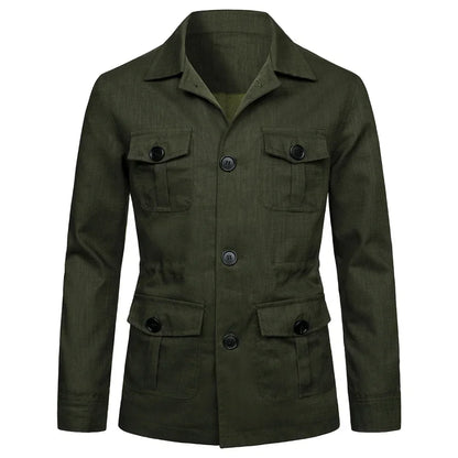 Hommes manteaux Safari veste lin britannique rétro Gentry costume poches vêtements d'extérieur mode couleur unie mâle hauts Ropa Hombre