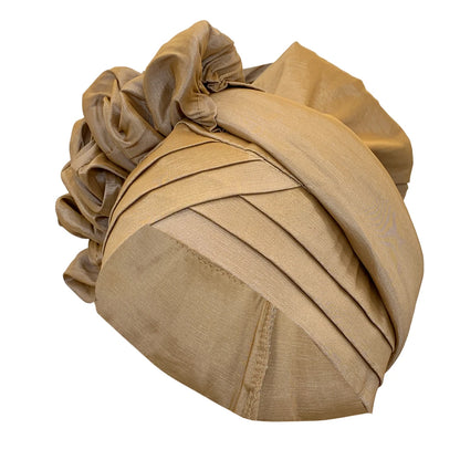 Nouveau bonnet Turban à volants pour femmes, couvre-chef en soie brute africaine, automne, Nigeria, Gele de mariage, bandeau de fête, couvre-chef pour dame