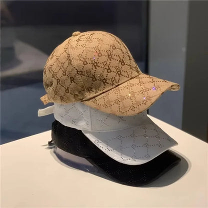 Casquette de Baseball avec lettres en strass, tendance décontractée, chapeau de soleil de rue, protection solaire, cent avec langue de canard, casquette à rebond
