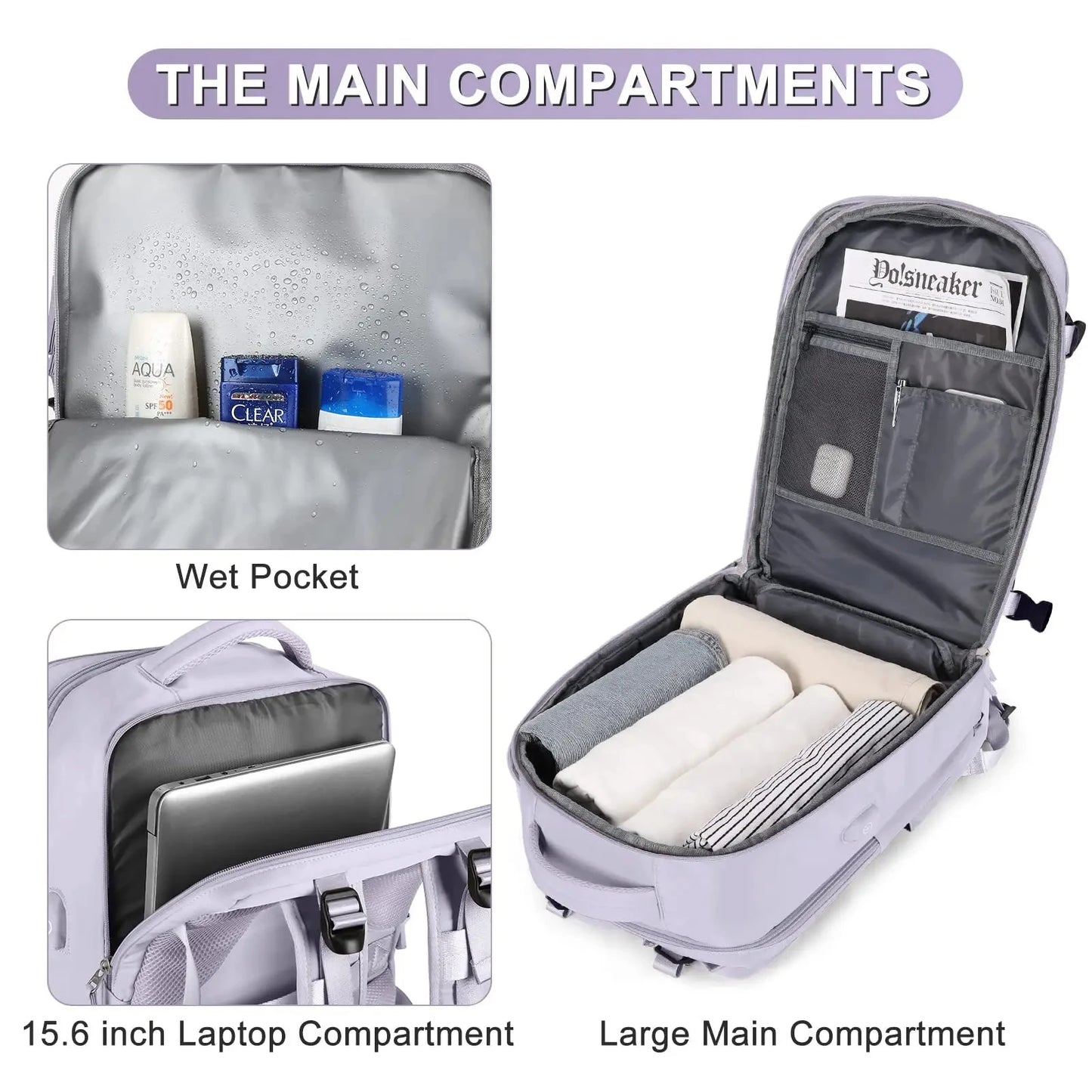 Buylor sac à dos de voyage 40x20x25 ryanair sac de cabine étanche EasyJet sac à dos à main 14 pouces sac à dos pour ordinateur portable bagage à main