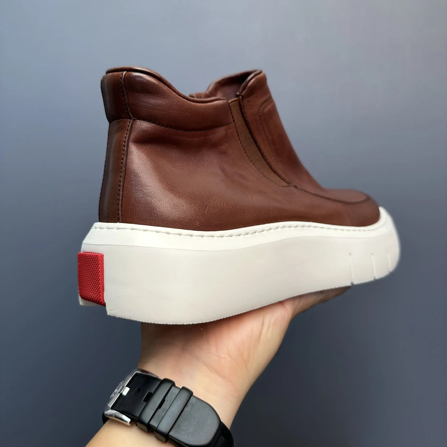 Bottes courtes montantes en cuir véritable pour hommes, chaussures décontractées, semelle optique rétro, printemps et automne, nouveau, 2025