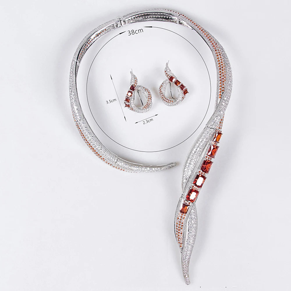 Collier en Zircon pour femmes, design unique, multicolore, ensemble de bijoux de mariée de luxe, cubique, dubaï, adapté aux accessoires à col en v