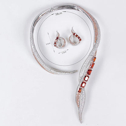 Collier en Zircon pour femmes, design unique, multicolore, ensemble de bijoux de mariée de luxe, cubique, dubaï, adapté aux accessoires à col en v