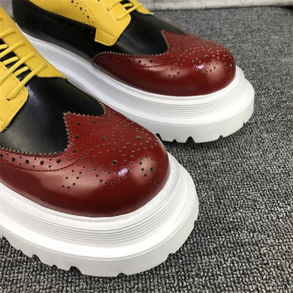 Chaussures Brogue Multi-documents en Cuir group pour Homme, Souliers à Grande Tête, Style Britannique, Décontracté, Rehausseur, Alicante zones me