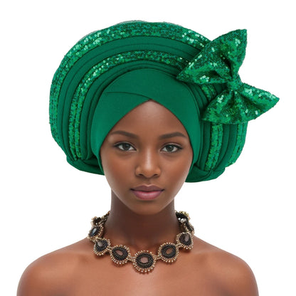 Cravate de Sauna à Paillettes pour Femme, Turban Africain avec Nministériels d Papillon Doux, Accessoire de ix