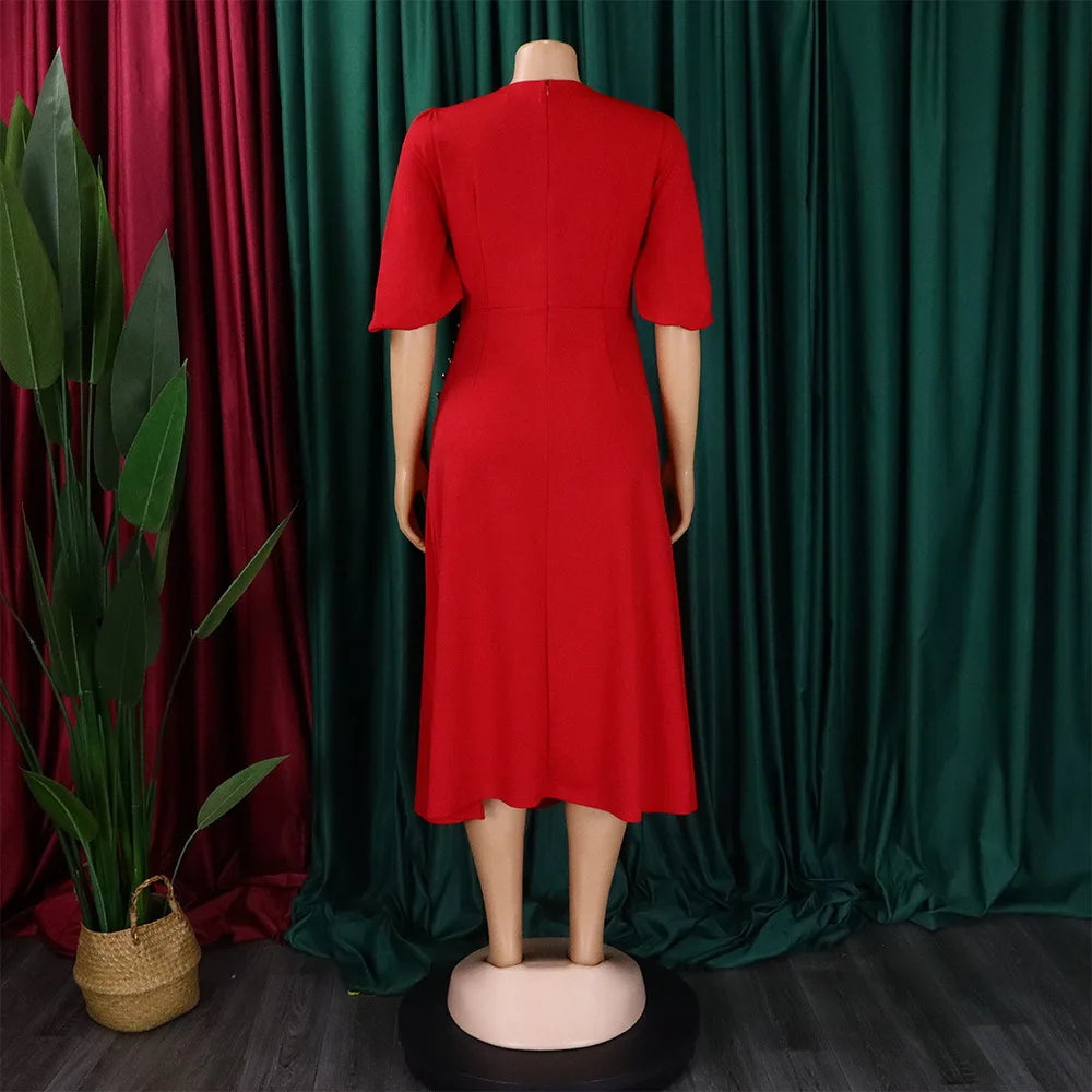 FairyShely-Robe longue à manches courtes pour femmes, grande taille, col rond, grandes robes pour dames, robe de soirée serrée, robe curvy, monochromatique, été, 2025